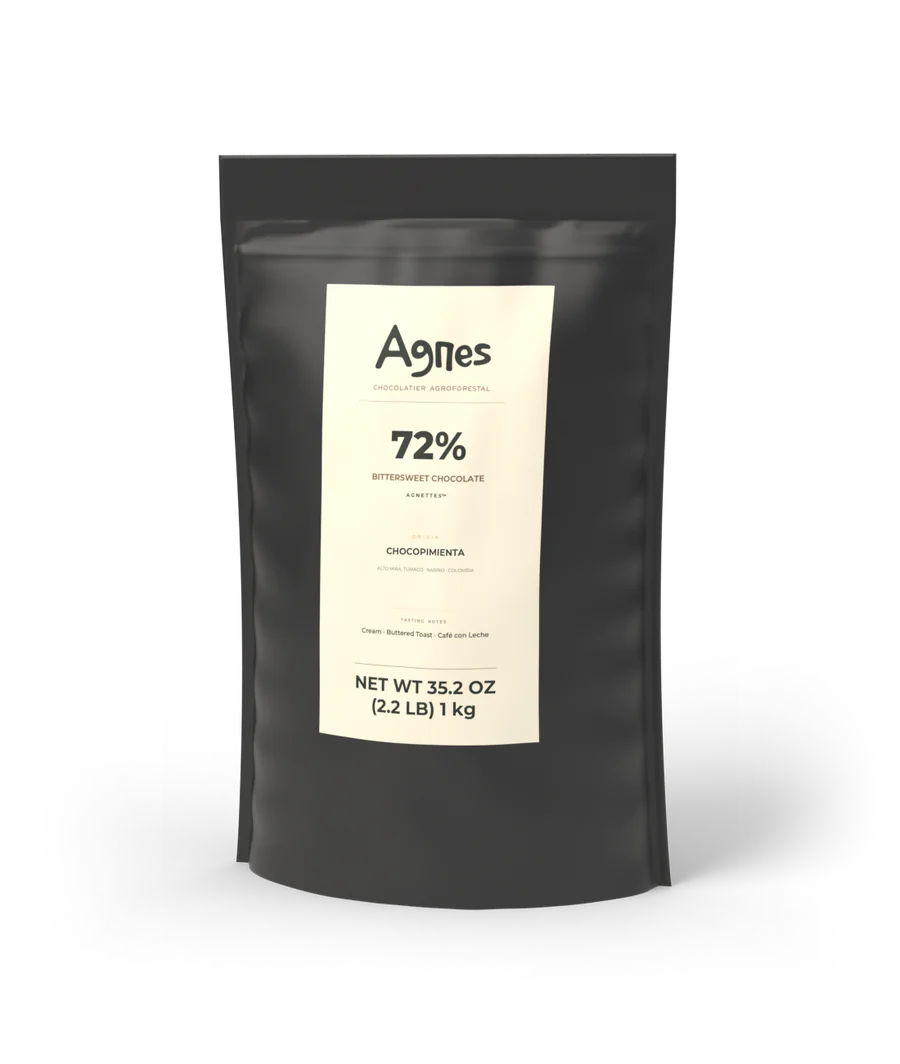 Agnettes 72% dark chocolate couverture, 1 kg pouch